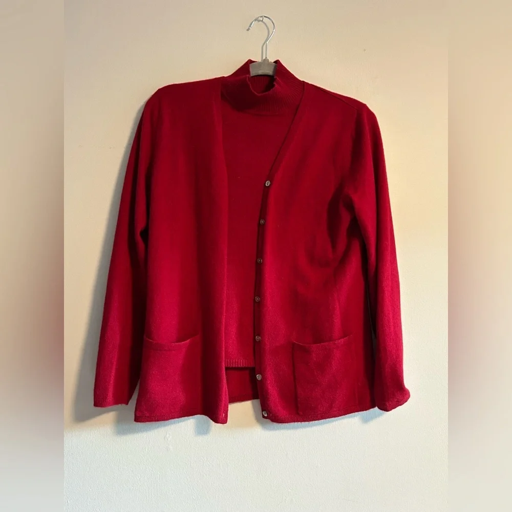 Daniel Bishop 100% Cashmere Red Twin Set size M